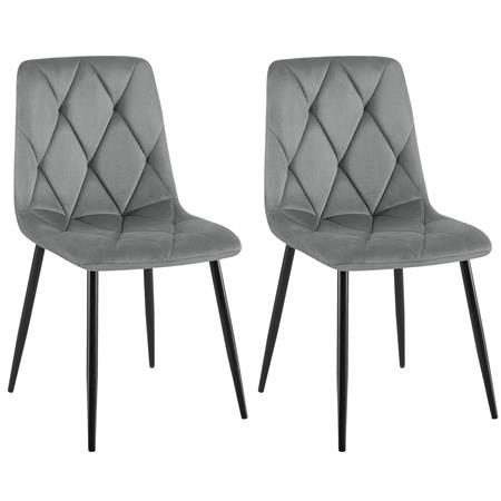 Lot de 2 Chaises visiteur SIAN, Elégance et Confort, Pieds métalliques, en Velours Gris