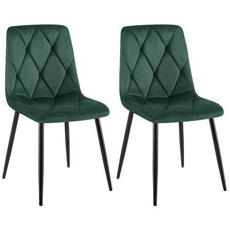Lot de 2 Chaises visiteur SIAN, Elégance et Confort, Pieds métalliques, en Velours Vert