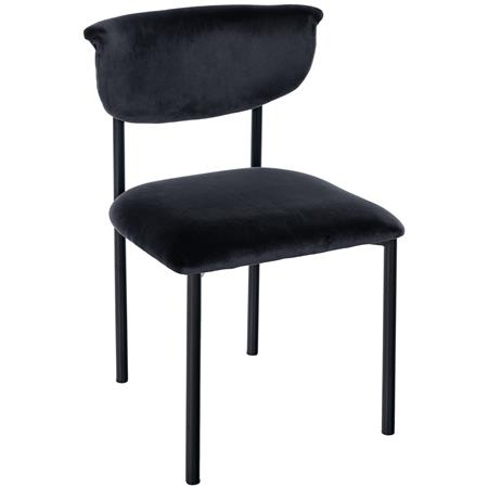 Chaise Visiteur TUCKER, Structure Métallique, en Velours, Noir