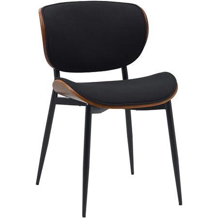 Chaise Visiteur BRONSON TISSU, Design Exclusif, Structure en Bois, Noir