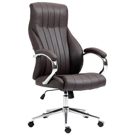 Fauteuil de bureau DALIA, Robuste et Élégant, Piétement Métallique, en Cuir Authentique, Marron