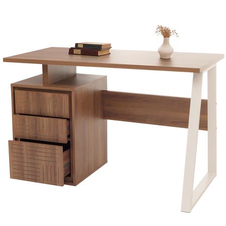 Bureau d'Ordinateur HESSEN, Design Moderne, Dimensions 118 x 58 x 77 cm, En Bois Couleur Noyer