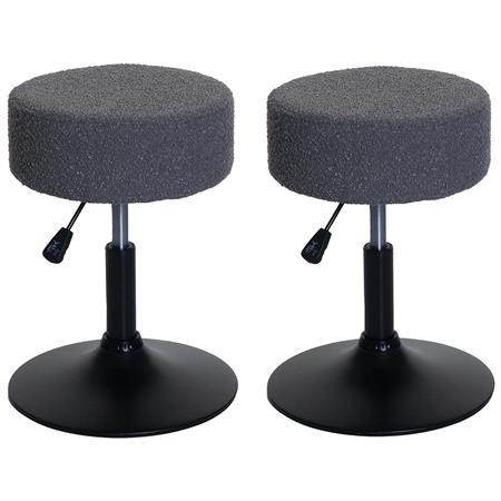 Lot de 2 Tabourets BLOOM, Pivotant à 360°, Rembourrage Epais, En Tissu Gris Foncé