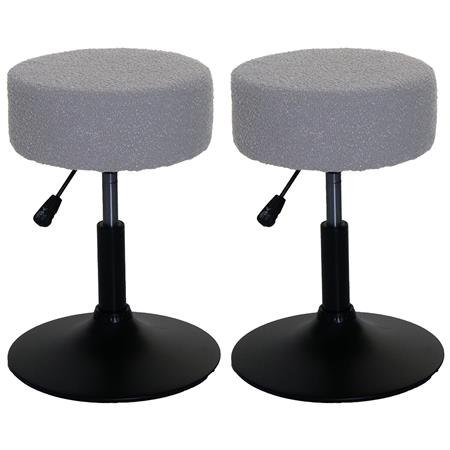Lot de 2 Tabourets BLOOM, Pivotant à 360°, Rembourrage Epais, En Tissu Gris Clair