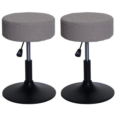 Lot de 2 Tabourets BLOOM, Pivotant à 360°, Rembourrage Epais, En Tissu Taupe