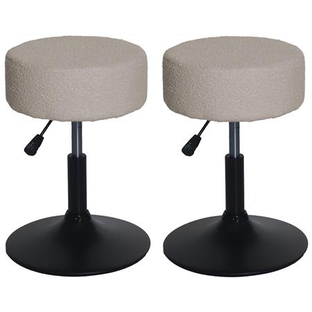 Lot de 2 Tabourets BLOOM, Pivotant à 360°, Rembourrage Epais, En Tissu Beige