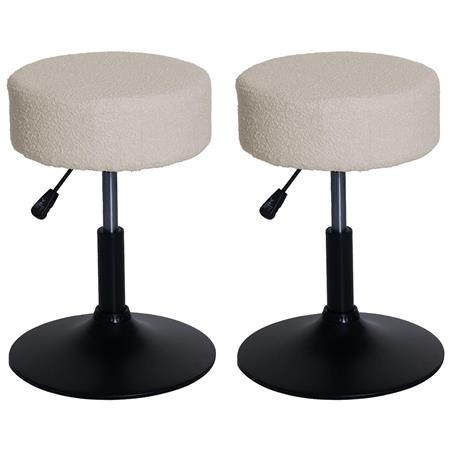 Lot de 2 Tabourets BLOOM, Pivotant à 360°, Rembourrage Epais, En Tissu Crème