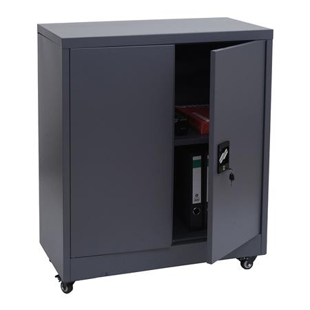 Caisson Mobile BRENTON, 98x40x80 cm, avec Roulettes, en Acier, couleur Gris Foncé