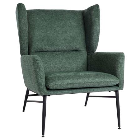 Fauteuil visiteur CROFT, Grand Rembourrage, Piétement en Métal, en Tissu, Vert