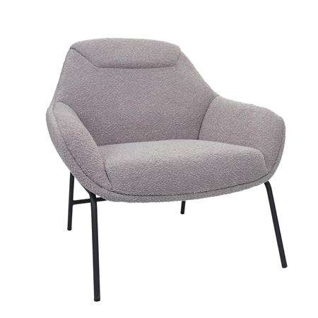 Chaise visiteur COLTEN, Rembourrage Epais, Structure Métallique, Tissu Gris Clair