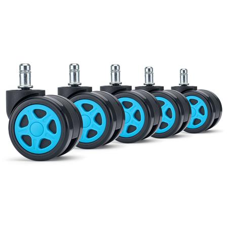 5x Roulettes pour Sols Durs SPEED 11x50mm, Design Sportif, Turquoise