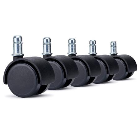 5x Roulettes pour Sols Durs CLASS 11x50mm, Revêtement en Gomme, Noir
