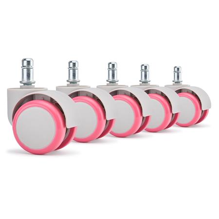 5x Roulettes pour Sols Durs ARC, Bicolores, Gris et Rose