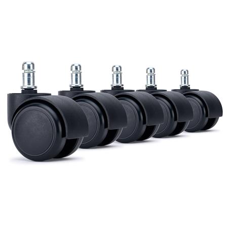 5x Roulettes pour Sols Durs VELO, 11x50mm, Noir