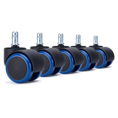 5x Roulettes pour Sols Durs VELO, 11x50mm, Bleu