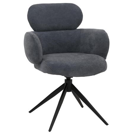 Fauteuil Visiteur LINDEN, Assise Pivotante, Rembourrage Confortable, couleur Gris/Bleu