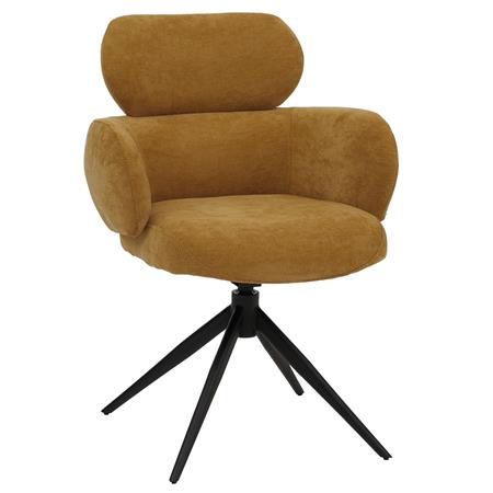 Fauteuil Visiteur LINDEN, Assise Pivotante, Rembourrage Confortable, couleur Jaune Moutarde