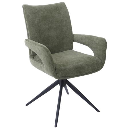 Fauteuil Visiteur LELIA, Pivotante, Rembourrage Épais, Design Moderne, en Tissu, couleur Vert