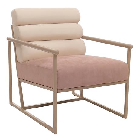 Chaise Visiteur MILLS, Elégance et Confort, Structure Metallique, En Tissu, Rose et Crème
