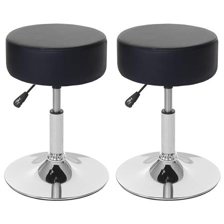 Lot de 2 Tabourets DANKO, Pivotants à 360°, Rembourrage Epais, En Cuir, Noir