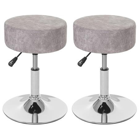 Lot de 2 Tabourets DANKO, Pivotants à 360°, Rembourrage Epais, En Cuir Effet Daim, Gris