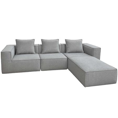 Canapé Modulable 3 places NANUK, Rembourrage Épais, En Tissu, Gris Foncé