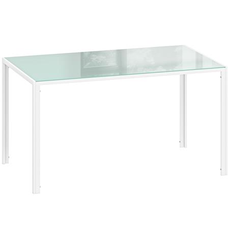 Table de réunion MAPUTO, 140 x 80 x 75 cm, Structure Métallique et Verre Trempé, Blanc