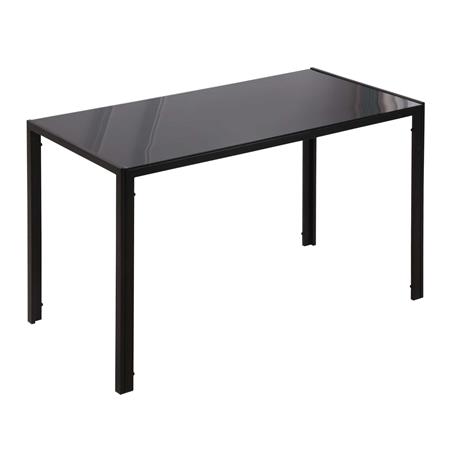 Table de réunion MAPUTO, 120 x 60 x 75 cm, Structure Métallique et Verre Trempé, Noir