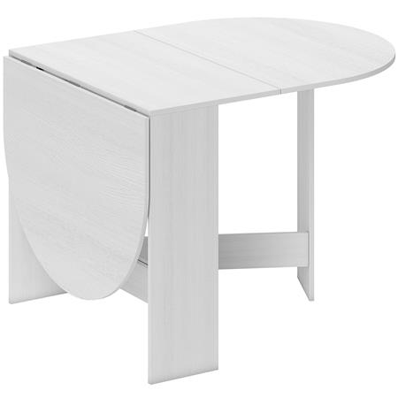 Table pliable VADUZ, Ovale avec Rallonges Rabattables, Jusqu'à 6 personnes, En Bois, Blanc