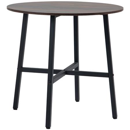 Table de Réunion ROGA, Dimensions Ø80x76 cm, Structure Métallique, Surface en Bois, Noyer