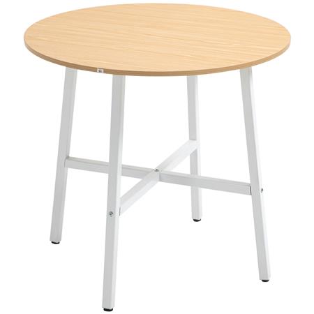 Table de Réunion ROGA, Dimensions Ø80x76 cm, Structure Métallique, Surface en Bois, Chêne