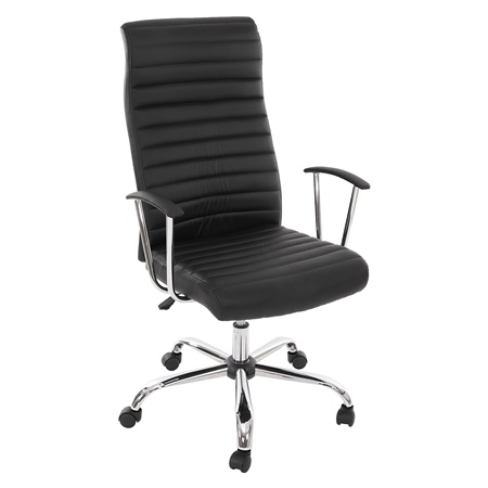 Fauteuil Design MOYA, Grand rembourrage, structure métallique, Cuir , Noir