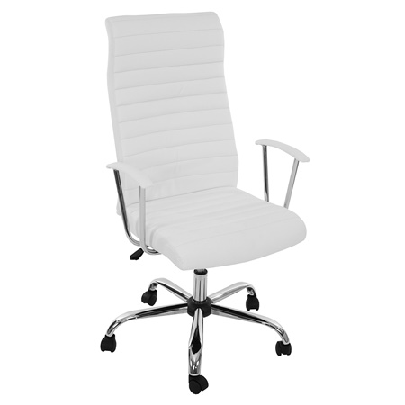 Fauteuil Design MOYA, Grand rembourrage, structure métallique, Cuir , blanc