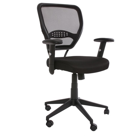 Chaise de bureau XXL TENOYA, Assise Rembourrée,  Dossier en maille, Noir