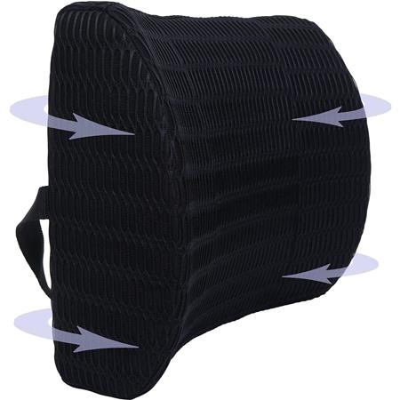 Coussin Lombaire DOSTI, Mousse à Mémoire de Forme, Sangle de Maintien, Noir