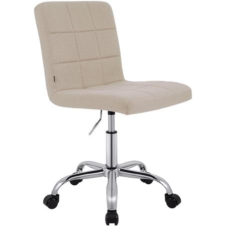 Chaise de Bureau CLIP, Piétement Métallique, Design Moderne, en Tissu, Crème