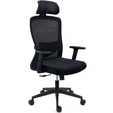 DEMO# Chaise de Bureau NOTE PRO, Appui-tête, Utilisation Intensive de 8h, Support Lombaire Réglable, en Tissu et Maille, Noir