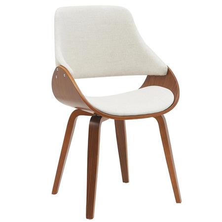 Chaise Visiteur NESKA TISSU, Design Moderne, Structure en Bois couleur Noyer, Crème