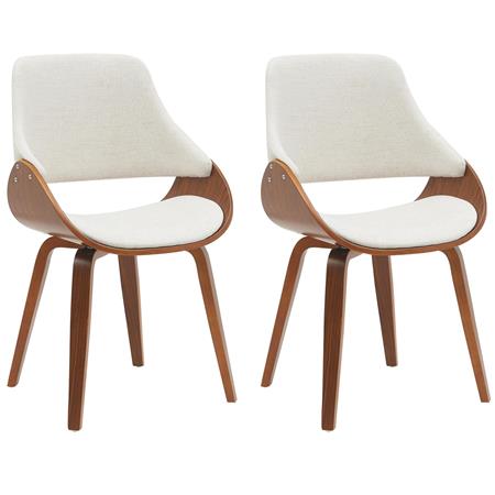 Lot de 2 Chaises Visiteur NESKA TISSU, Design Moderne, Structure en Bois couleur Noyer, Crème