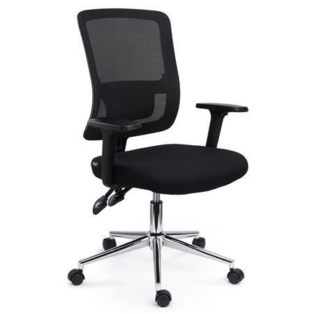 Chaise de Bureau MISTIC, Utilisation Intensive de 8h, Dossier Réglable, Support Lombaire, en Tissu et Maille, Noir