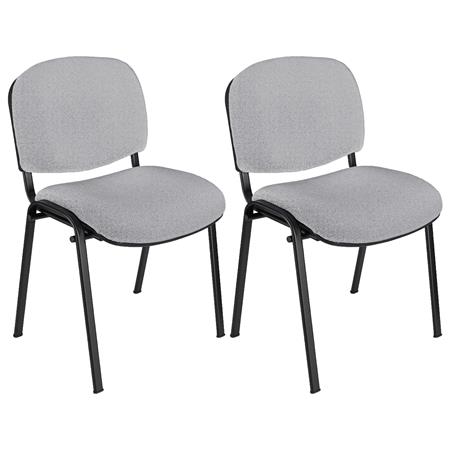 Lot de 2 Chaises Visiteur MOBY TISSU, Très Confortable, Piétement Noir, en Tissu, Gris