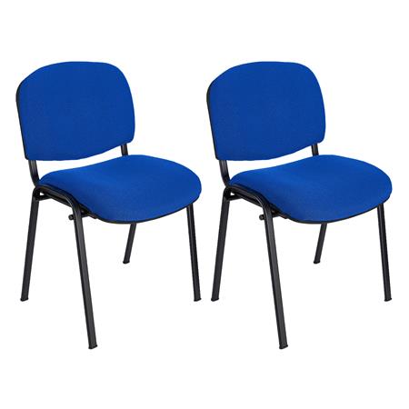 Lot de 2 Chaises Visiteur MOBY TISSU, Très Confortable, Piétement Noir, en Tissu, Bleu
