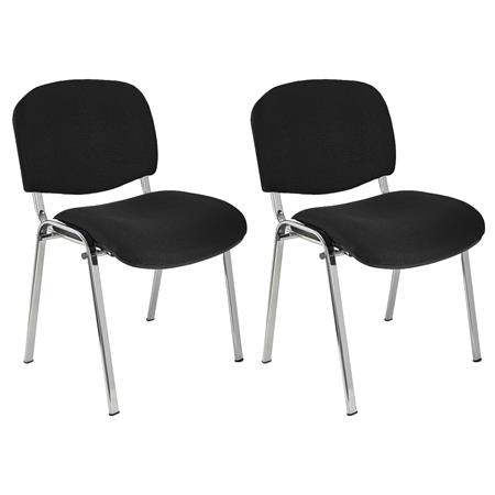 Lot de 2 Chaises Visiteur MOBY TISSU, Très Confortable, Piétement Chromé, en Tissu, Noir