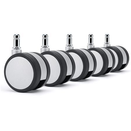5x Roulettes H6 11x60mm, pour Sols Moquettés, Résistantes et Stables, Gris