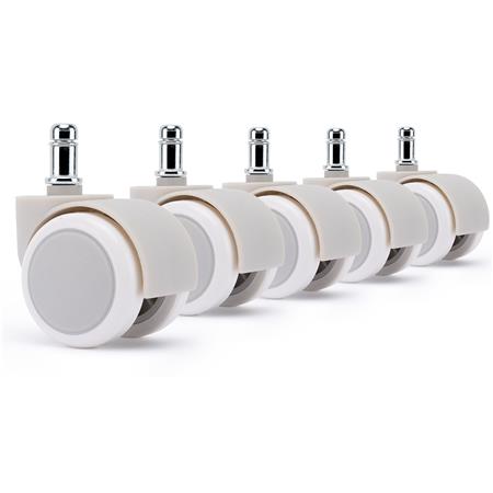 5x Roulettes H7 11x60mm, pour Sols Durs, Design Tendance, Blanc