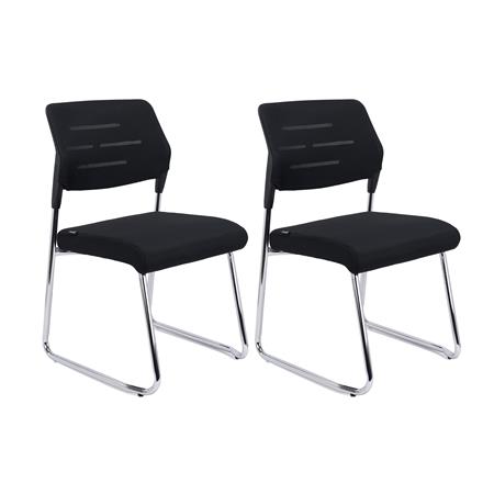 Lot de 2 Chaises visiteur FOSTER, Robustes et Confortables, en Maille Respirable, Noir
