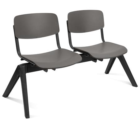 Banc salle d'attente 2 sièges MILKA, Structure Robuste, Très Confortable, Polypropylène, Gris