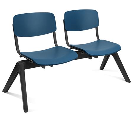 Banc salle d'attente 2 sièges MILKA, Structure Robuste, Très Confortable, Polypropylène, Bleu