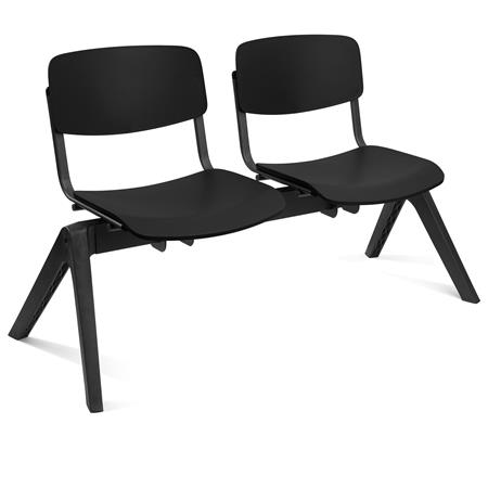 Banc salle d'attente 2 sièges MILKA, Structure Robuste, Très Confortable, Polypropylène, Noir
