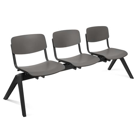 Banc salle d'attente 3 sièges MILKA, Structure Robuste, Très Confortable, Polypropylène, Gris